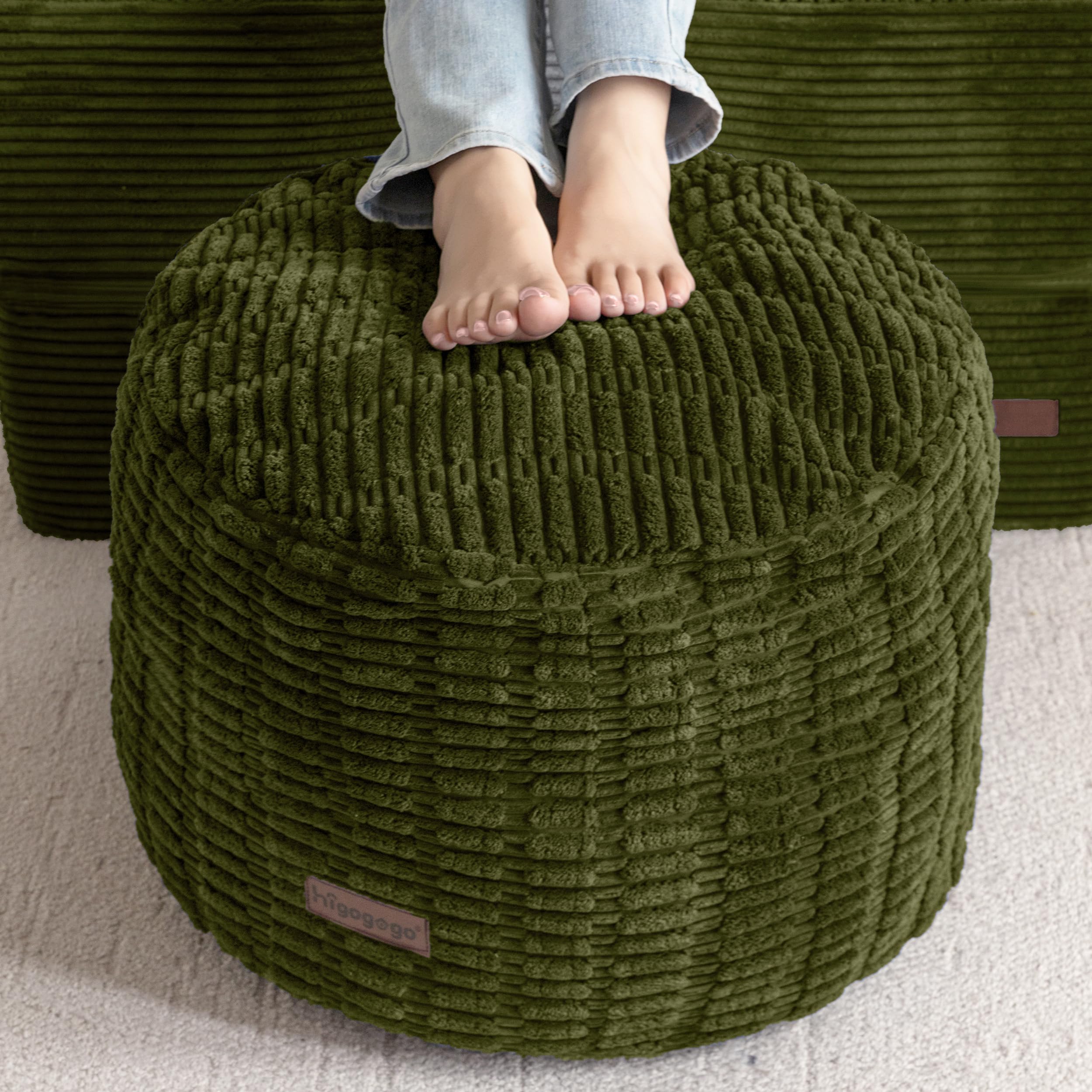 Amazon.com: HIGOGOGO Pouf Ottoman Stuffed Round Modern Foam Filled